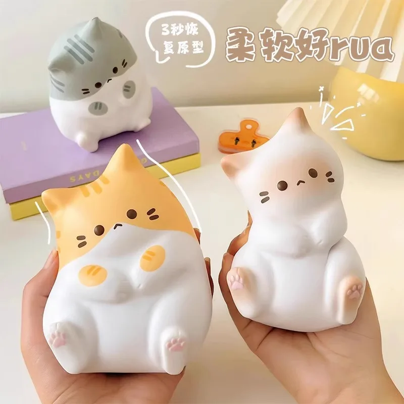 Super Cute Crooked Head Cat PU Pinch Slow Rebound Toy Creative Cartoon Pet Kitten Squeeze Stress Relief Vent Toys Birthday Gifts