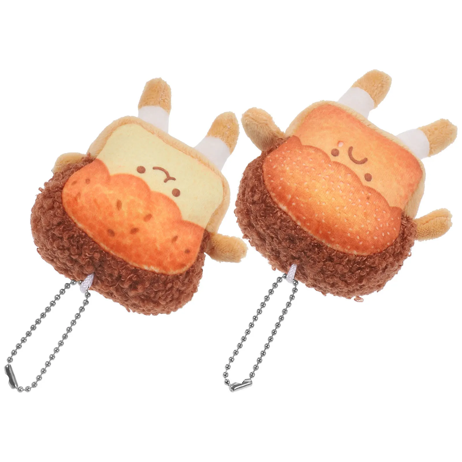 

Cute Toast Pendant 2pcs Funny Stuffed Bread Keychain Hanging Decoration for Women Kids Car Accessory