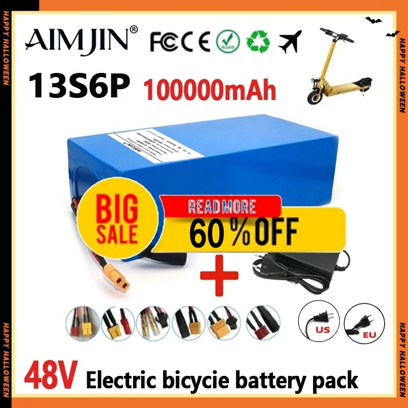 🌈🌈Original 18650 48V 100Ah 13s6p Lithium Battery Pack 48v 100000mAh 2000W Citycoco Motorized Scooter Batteries Built in 50A BM