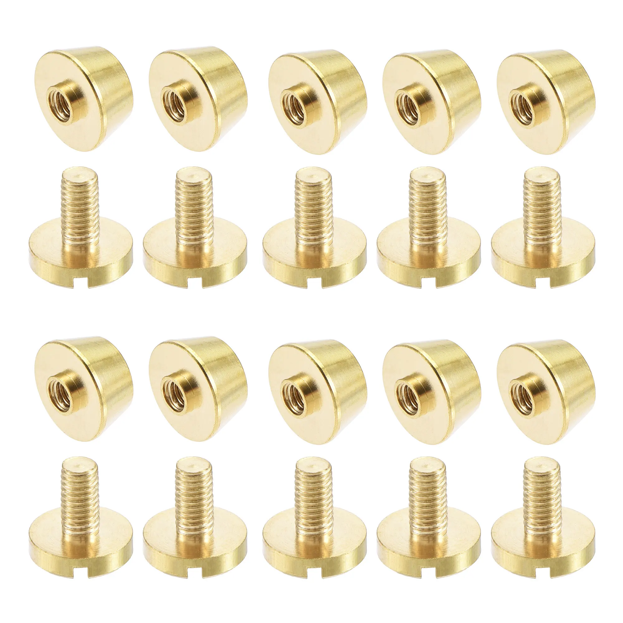 Uxcell 10Pcs 10x6mm Flat Studs Rivet Purse Handbag Feet Nails Solid Brass Leather Craft DIY