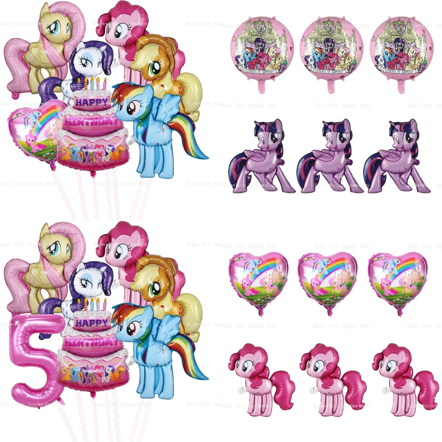 Pink Pony 1-9 Digit Number Foil Balloons Set Birthday Party Decor Photo Backdrop Supplies
