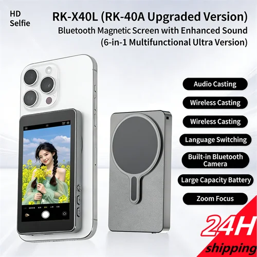 Imagen 2 del producto Monitor de Pantalla Magnético para Teléfono con Control Remoto Bluetooth para Grabación de Video en Vivo y Vlogs para iPhone y Android, Cámara Trasera para Selfies