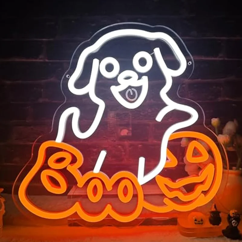 

Хэллоуин BOO Неоновая вывеска для декора стен Ghost Dog Неоновый свет Хэллоуин BOO Ghost Led Неоновая вывеска для спальни Детская комната Бар