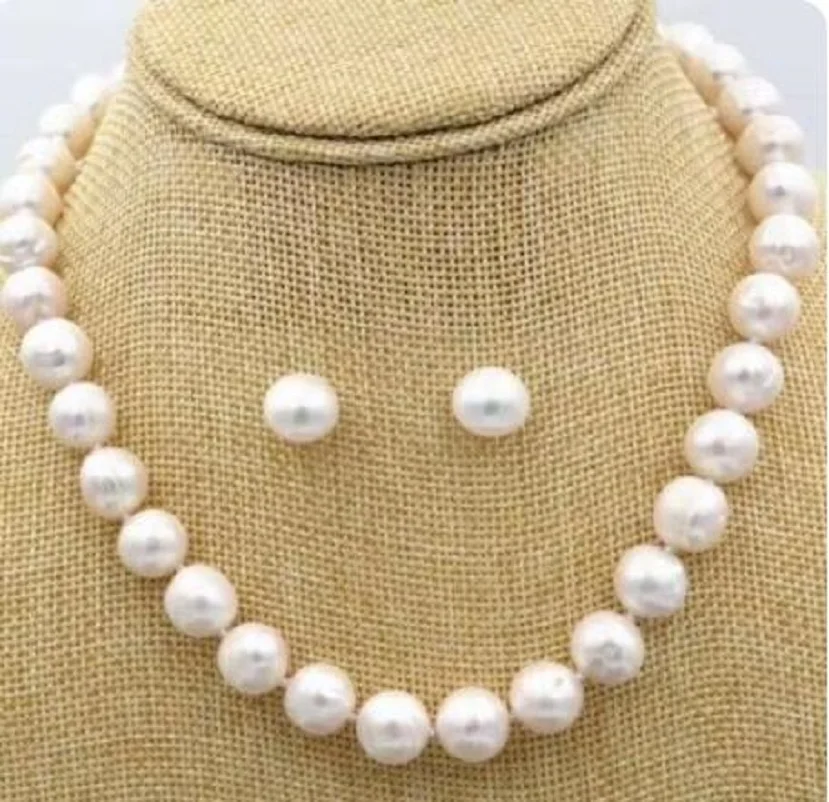 Real photo huge AAA 10-11mm Nanhai natural white pearl necklace 14K Jin Kela exquisite jewelry gift.