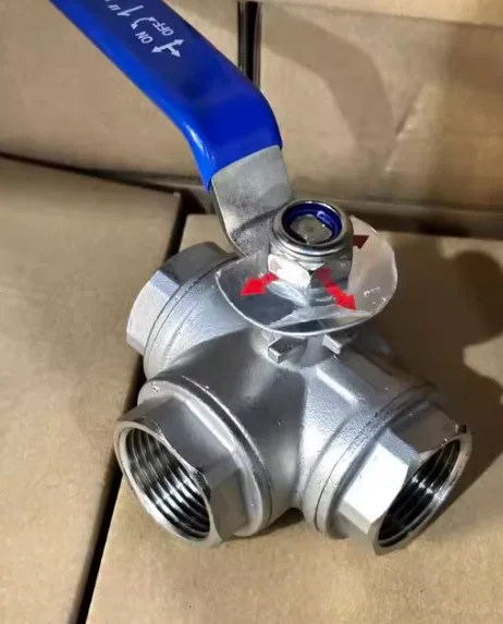 304 Stainless Steel Manual 3-Way Ball Valve L/T Port Type, 1/2