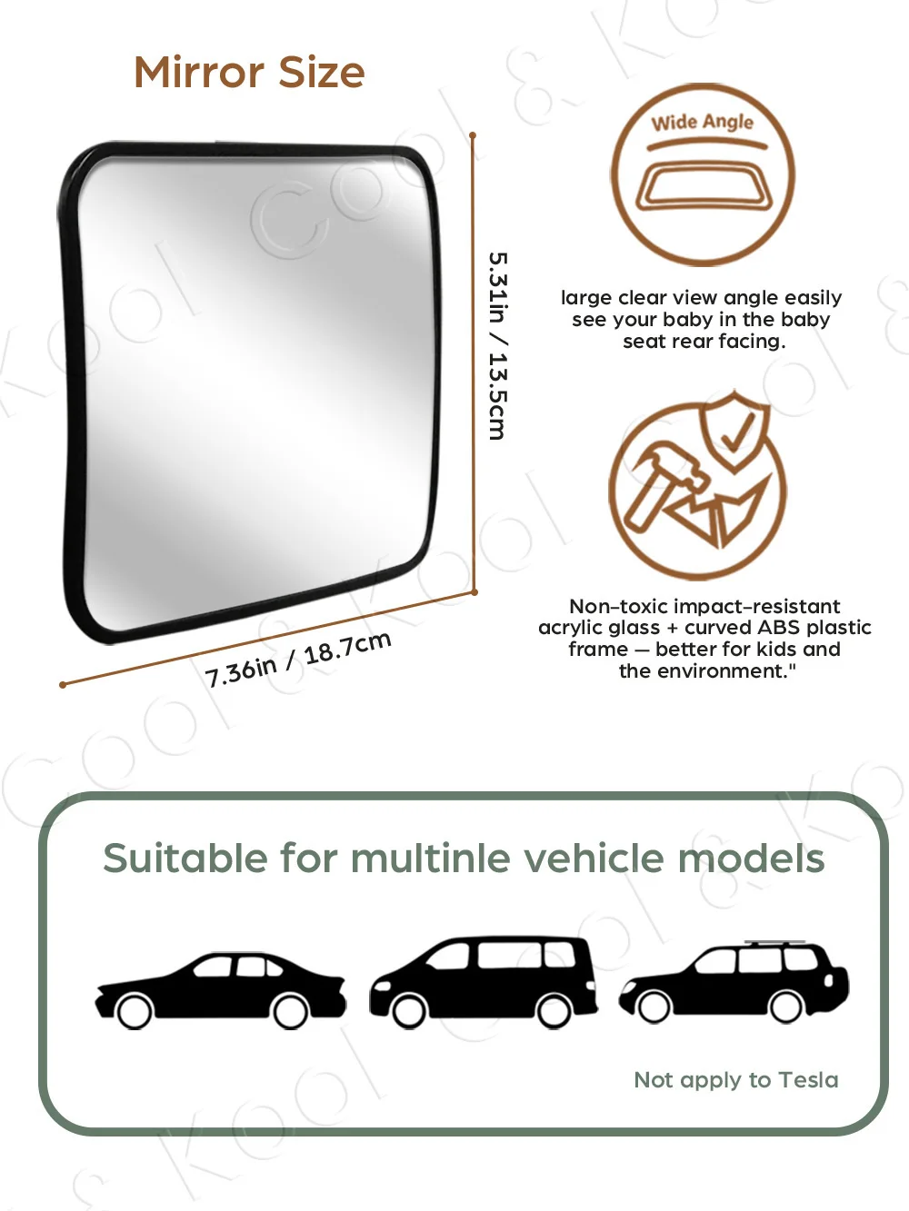 Certified Shatterproof Baby Car Mirror, Crash-Tested with HD Wide-Angle View for Rear-Facing Infant Safety