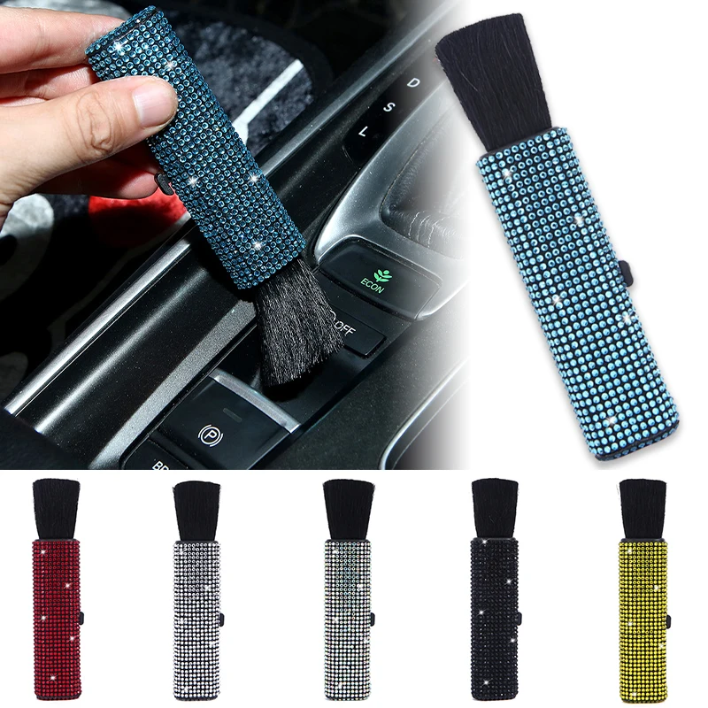 Rhinestone Retractable Cleaning Detailling Soft Brush Car Air Outlet Dashboard Blinds Keyboard Dust Soft Brushes Cleaning Tools