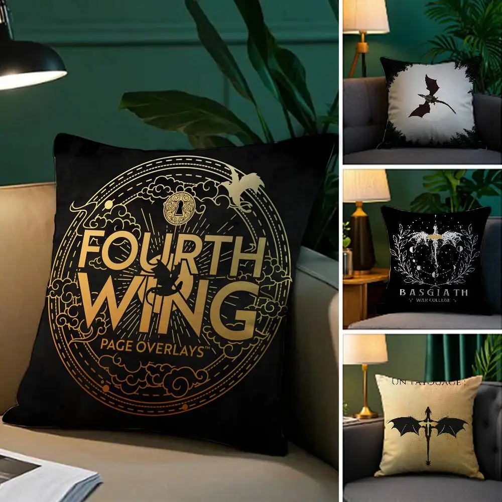 F-Fourth Wing Dragon Cool dragon wings flying illustration Pillow Case Comfort Sofa Bed Silky elegant Invisible zipper Decorativ