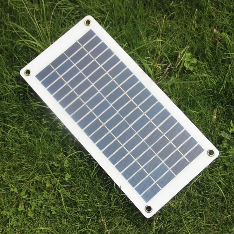 18V 10W Polycrystalline Solar Panel Charger Transparent Semi-flexible Solar Cell Mdule with Clips for 12V Battery  Charging