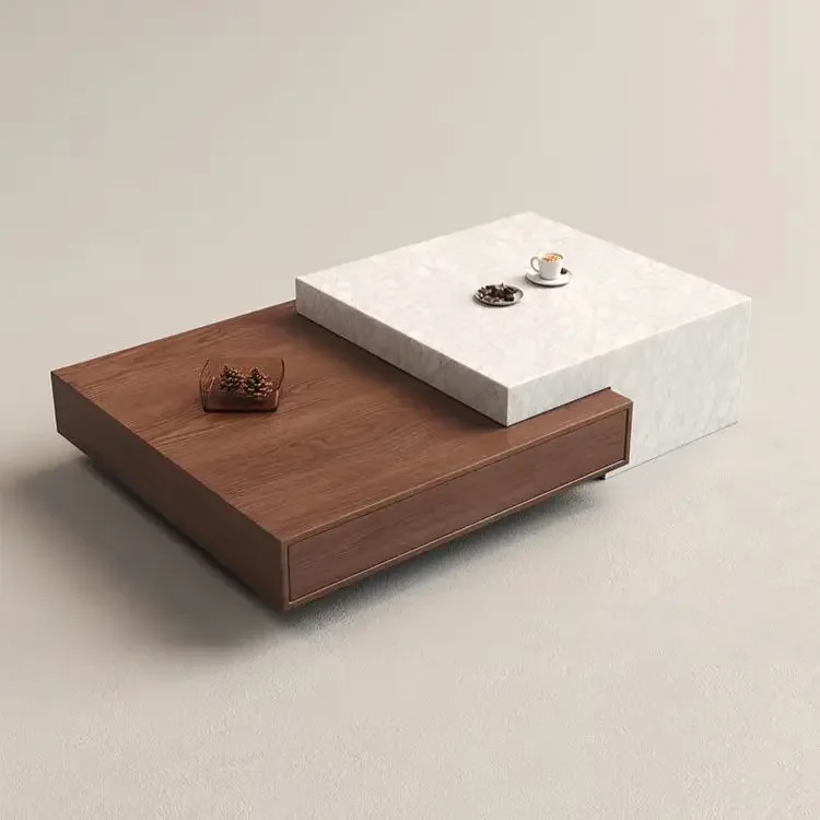 

Home High-End Marble Stretch Tea Table Storage Designer Creative Square Coffee Table