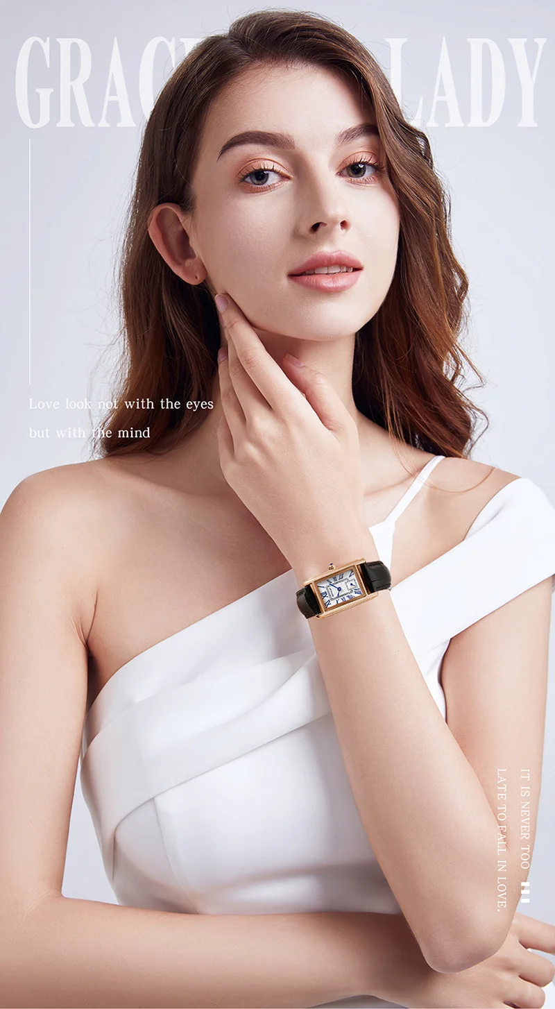 SANDA 1116 Elegante Damen-Quarzuhr, lässig, rechteckig, wasserdicht, Stahl, Lederarmband, lässige Business-Damenuhr, часы – Detail 1