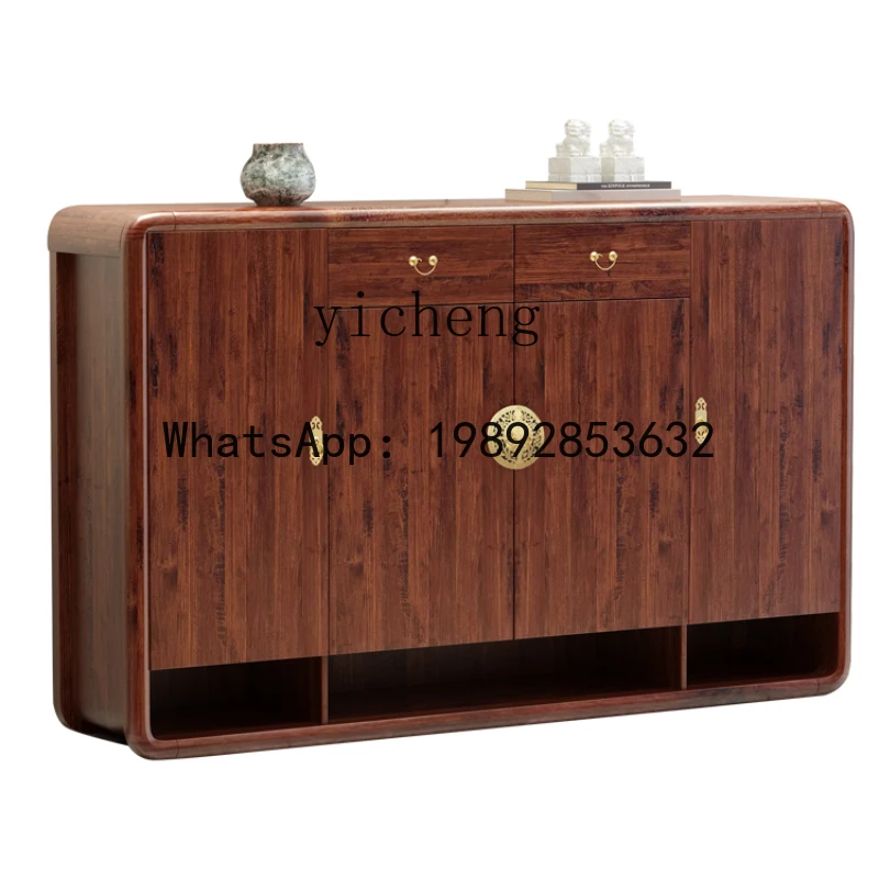 New Chinese Style Shoe Cabinet Solid Wood Frame Home Entrance Cabinet Locker Balcony Storage Cabinet
