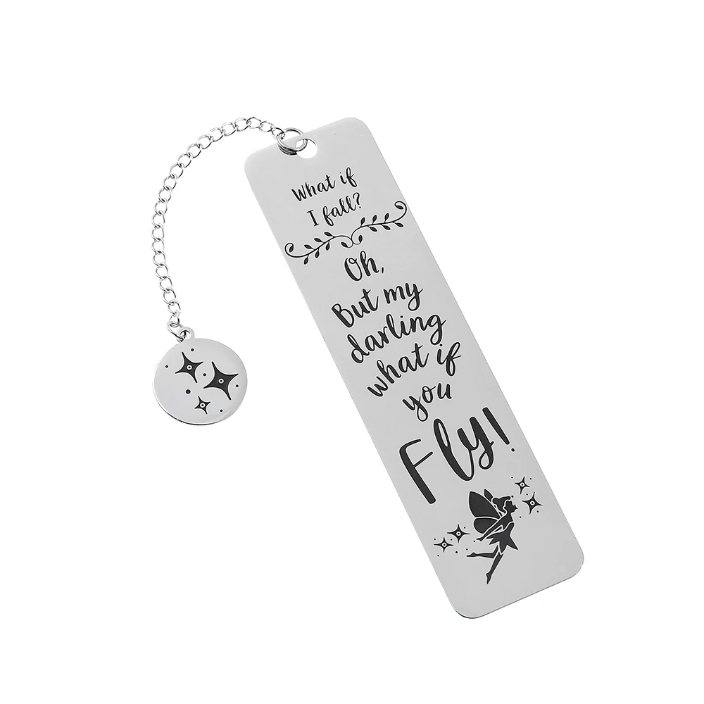 Stainless Steel Elf Sprite Incentive Quote Bookmark Exquisite Page Marker Stationery for Bookworm Readings Lovers Men Women Gift