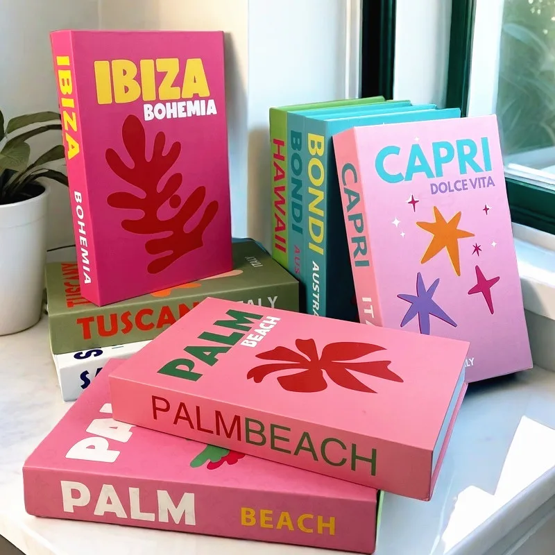 Travel Series Fake Book Storage Box Luxury Decorative Books Ibiza Miami Hawaii Cocktail Coffee Table Bedroom Interior Home Decor