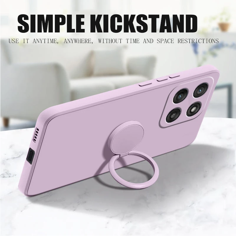 Motorola Edge 60 Fusion、Ring Holder、Edge 60s、50Neo、50Fusion、50Pro対応 ソフト液体シリコンケース 携帯電話シェル カバー 保護ケース