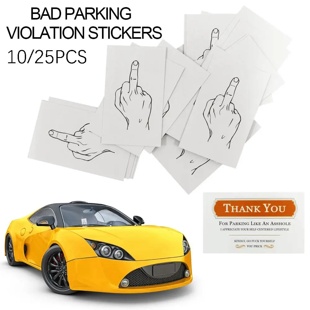 Regalo semplicità carta dito medio carta di promemoria parcheggio irregolare Bad Parking Violation Stickers carta segnale di avvertimento