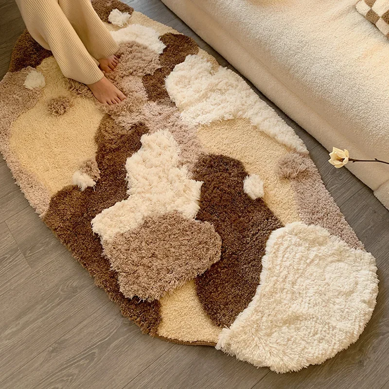 Tufting Lawn Moss Rug Anti-slip Microfiber Carpet Mat for Living Room Bedside Rug Bedroom Foot Pad Aesthetic Home Decor Washable