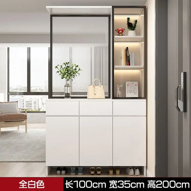 Armário de entrada para casa sapato madeira maciça pura integrada sala divisória tela de vidro