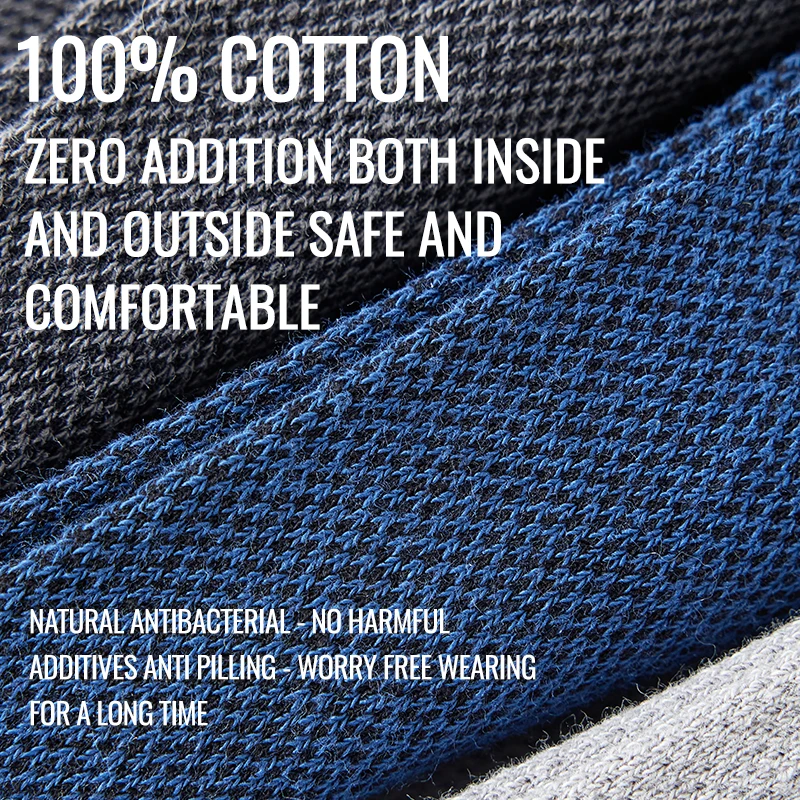 MiiOW Antibacterial Anti Odor Crew Socks 100% Pure Cotton Socks Men Business Dress Long Sock Solid Color Breathable Sport Sock