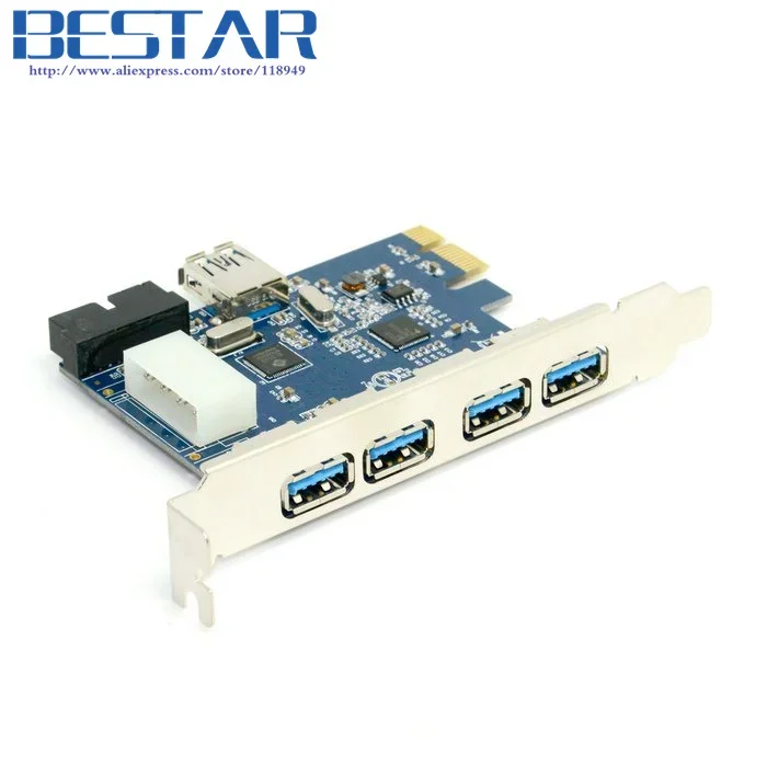USB 3.0 PCI-E Pcie Pci Express PCI 7 พอร์ต 5Gbps Super Speed Express การ์ดอะแดปเตอร์ 5 พอร์ต + 20 Pin Controller