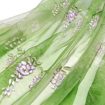 Tissu de broderie de glycine bricolage, style Hanfu Prairie, tissu Cheongsam, jupe d'été, vêtements pour enfants, vêtements de bébé, tissu de créateur