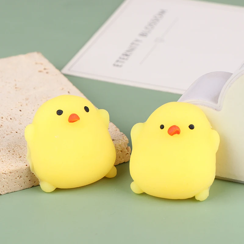 2Pcs/set Cute Mini Chick Squishy Toy Squeeze Bubbles Toys Fidget Toys Pinch Kneading Toys Stress Reliever Toys Kid Party Favor