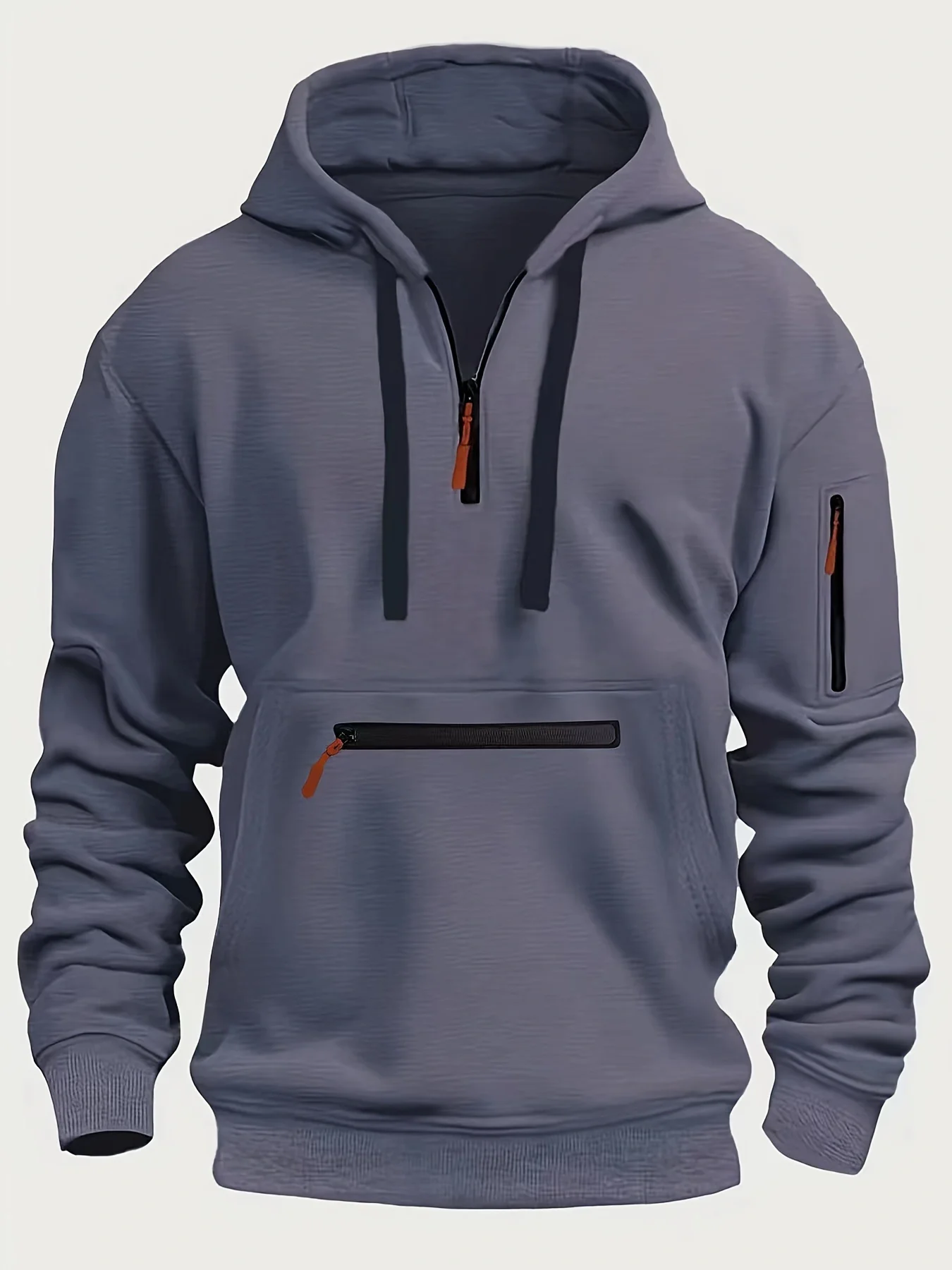2024 Autumn/Winter Men\'s Hoodie Fashion Casual Sports Hoodie Retro Harajuku Long Sleeve Zipper Multi Pocket Loose Street Wear
