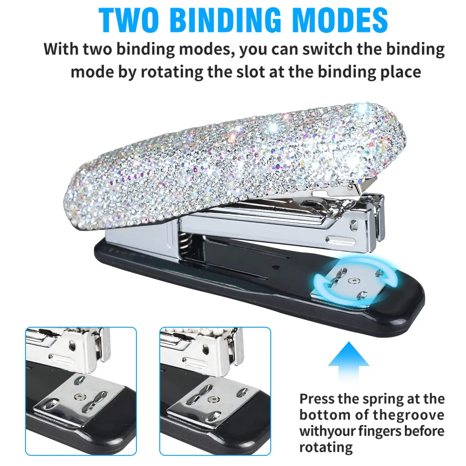 Office Supplies Set Bling Diamond Stapler Adhesive Tape Machine Cutter Dispenser Multifunctional Office Student Repairs Tool