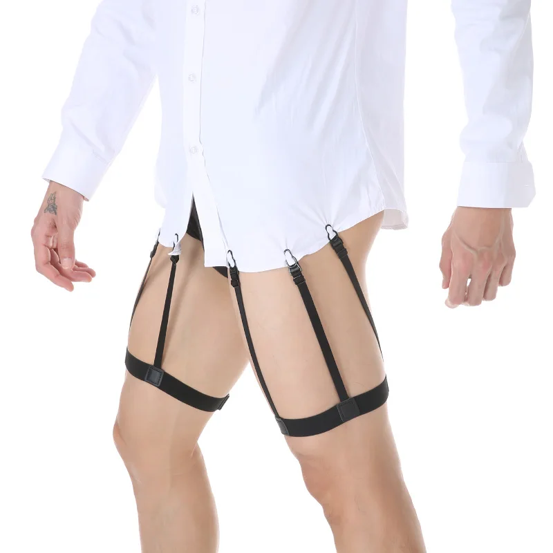 2Pcs Shirt Stays Belt Non-slip Locking Clips Keep Shirt Tucked Leg Thigh Suspender Garters Strap Adjustable Locking Clamps