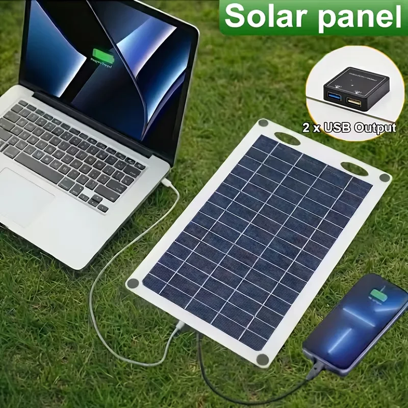 1 Solar Panel with USB Interface-Lightweight and Portable Camping, Hiking Travel & Outdoor Power Bank, Compatible with Smartphon