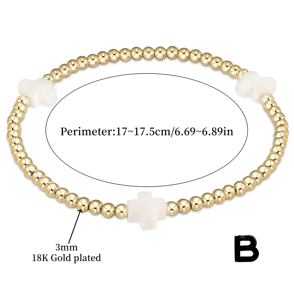 Großhandel Kreuz-Armband Stapelbare Designer-Armbänder für Frauen 18K Vergoldet Wasserdichter Schmuck Boho Sommer Strand Pulseras – Detail 3
