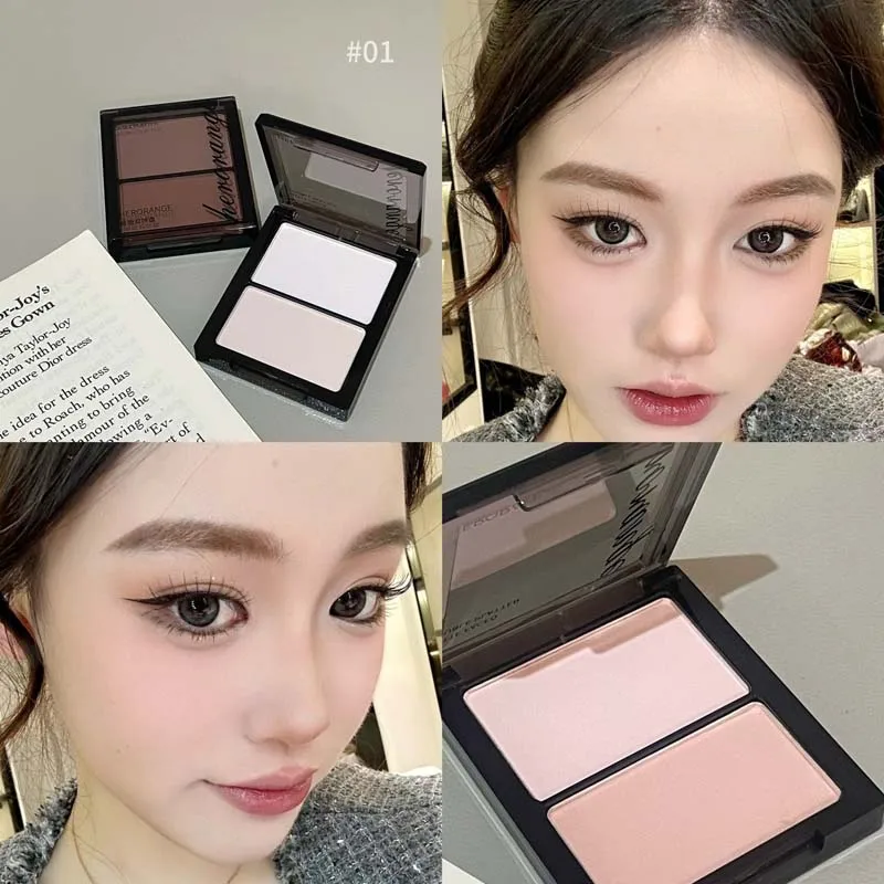 Herorange Zweifarbiges Mattes Kompakt-Puder für Rouge, Kontur und Highlighter - Feines Puder für Natürliche Gesichtskonturierung