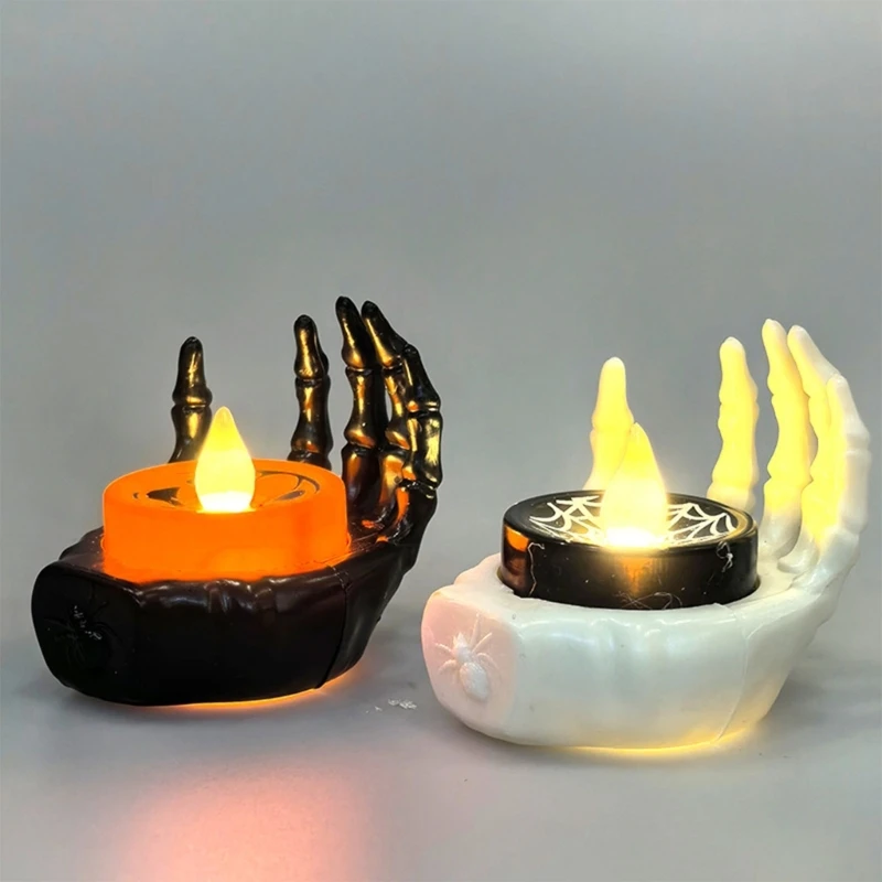 12 lumières fête LED 3D à piles, décoration d'halloween, lampe nuit en forme main pour fête intérieure