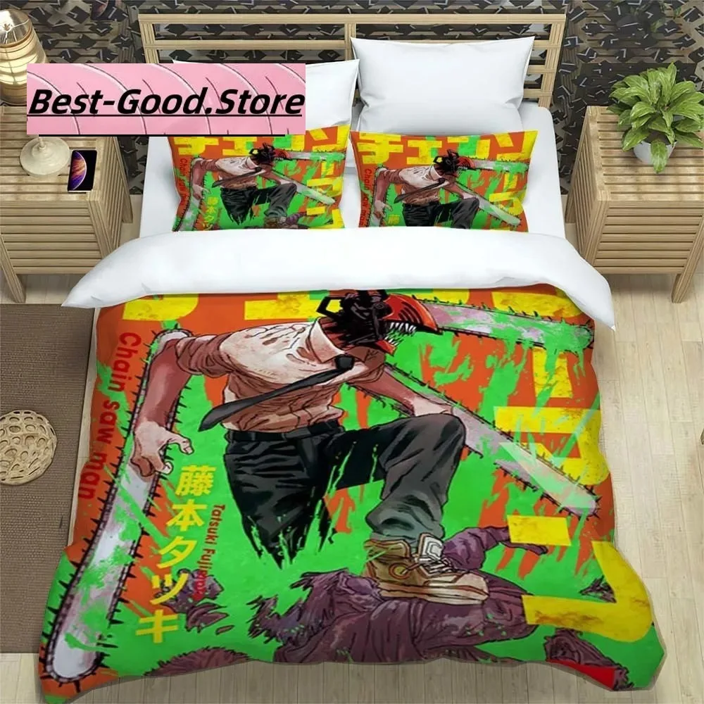 

3D Print Fashion Anime Chainsaw Man Bedding Set Boys Girls Twin Queen King Size Duvet Cover Pillowcase Bed boys Adult Bedroom