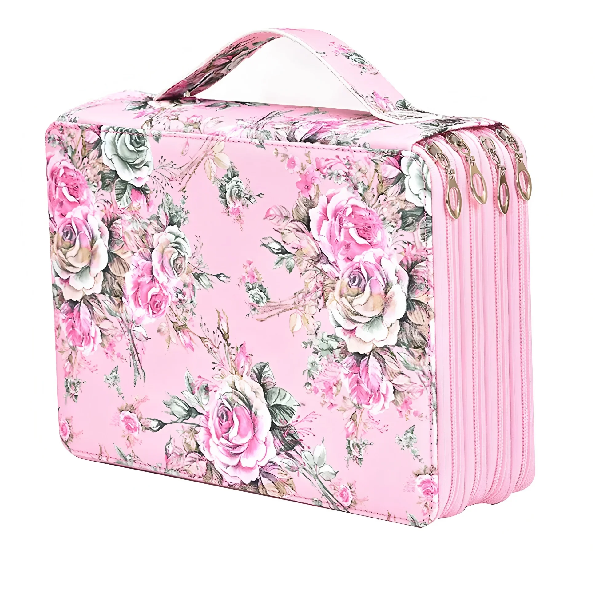 200 Hole Large Capacity Canvas Shockproof Pencil Box Portable Handheld Multi layer Zipper Stationery Storage Bag