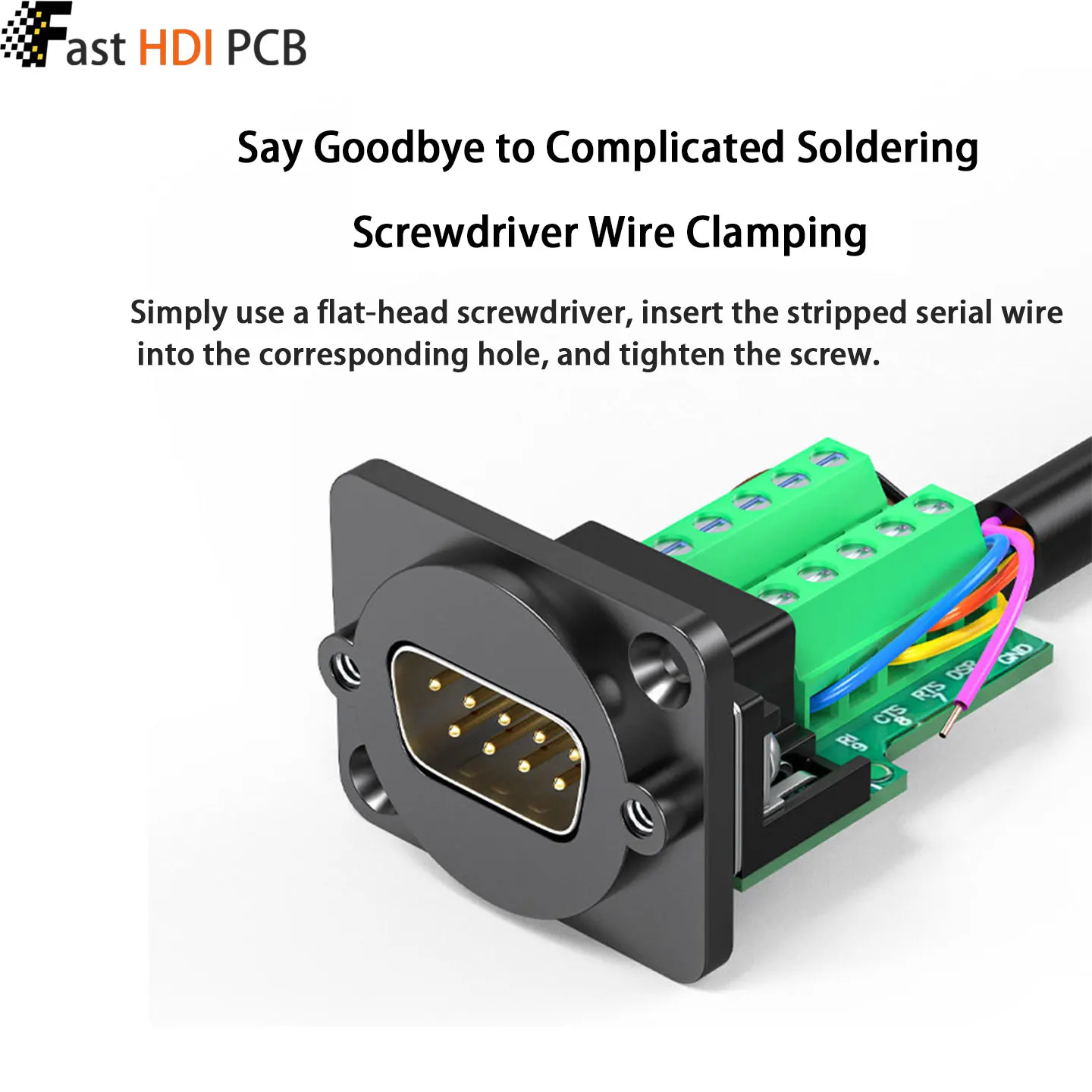 DB9 HDB15 Solderless Panel Mount D-Sub Module Male Female 9/15 Pin RS232 RS485 Screw Terminal with Mounting Holes