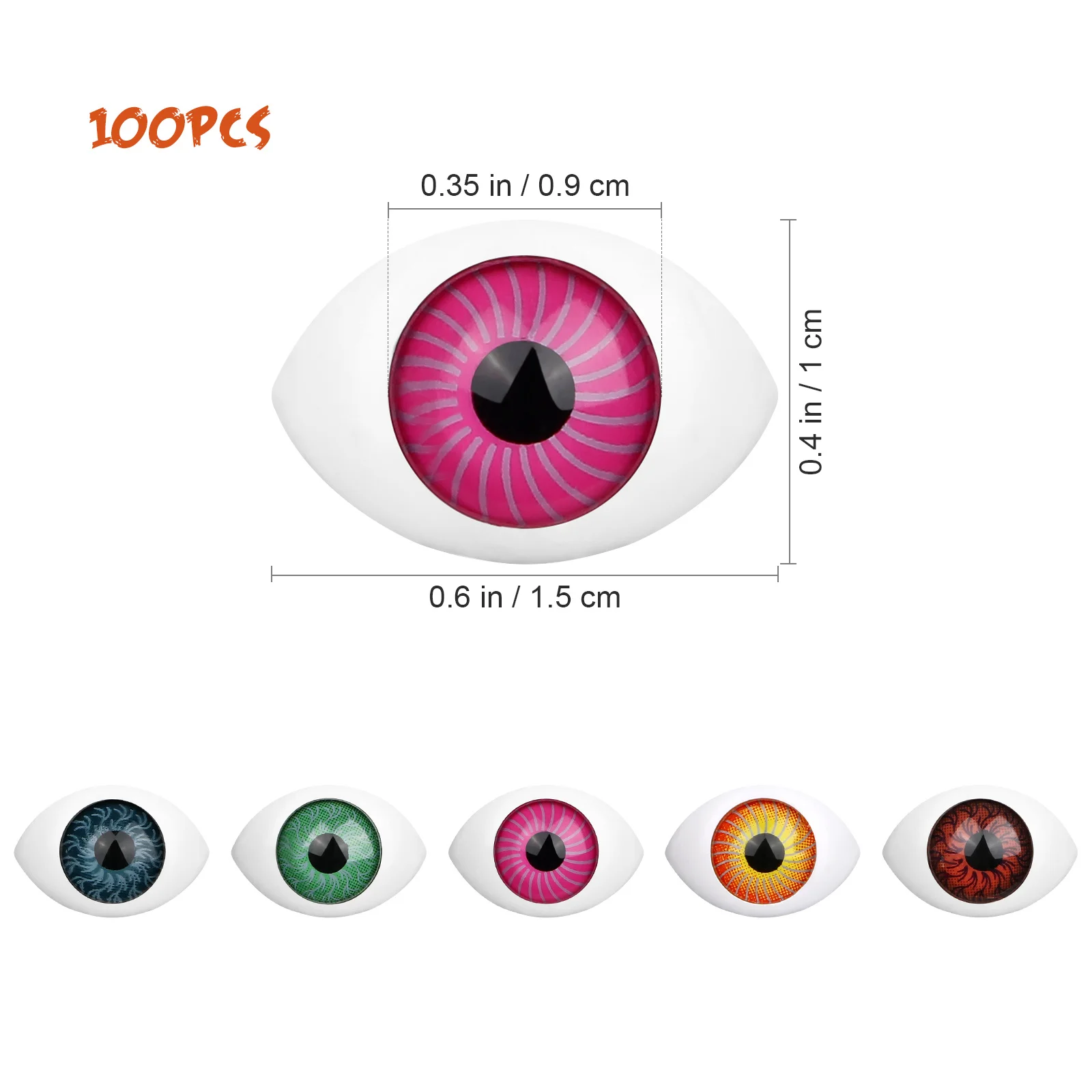 100 pièces faux globes oculaires forme ovale accessoires d'halloween décors de dessin animé fournitures d'artisanat bricolage yeux globes oculaires effrayants yeux d'halloween