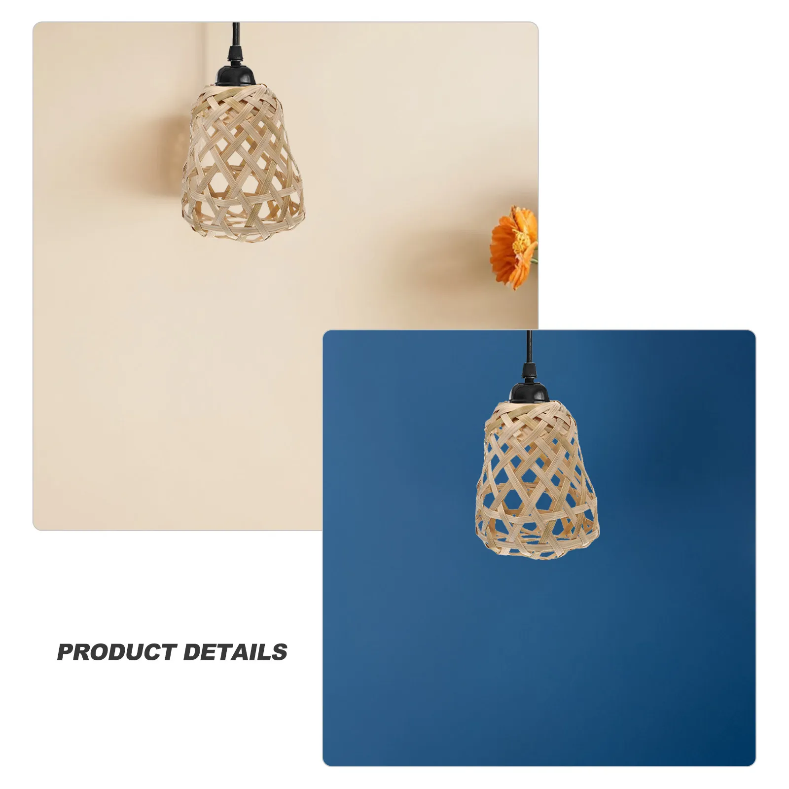 4Pcs Rustic Bamboo Lampshade Woven Lamp Shade Cover Pendant Light Replacement Lamp Accessory for Home Hotel Restaurant