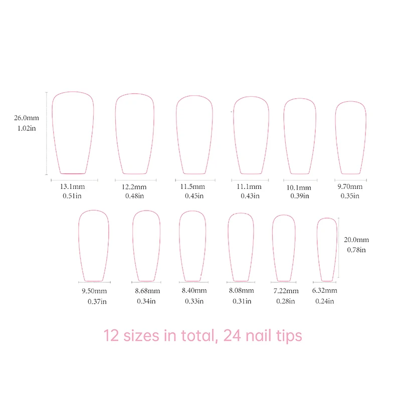 24 pçs moda nude rosa glitter longo quadrado unhas falsas com adesivo de geléia destacável capa completa imprensa em unhas artificiais