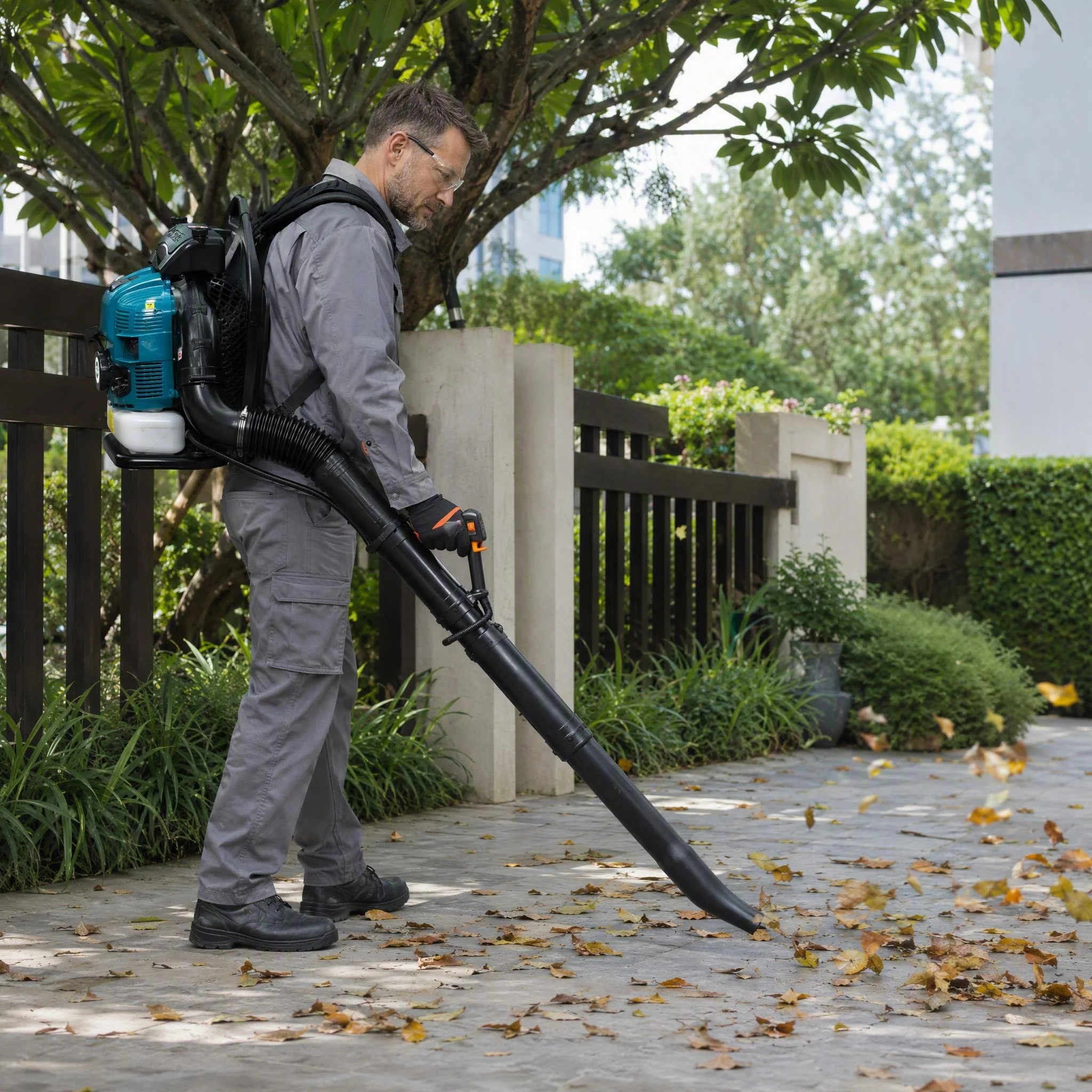 Snow Blower Petrol BBX9900 75.6cc 4-Stroke Knapsack Garden Air Blower Leaf Blower with Wireless Dust Collector Power Tools