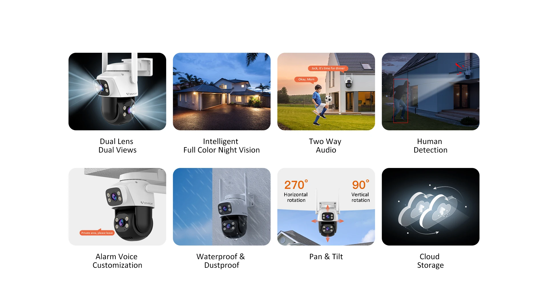 O-Kam APP C622DR 4MP Dual LensIP Dome Camera AI Humanoid Detection Full Color Security CCTV Intercom Baby Monitor Vstarcam