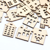 20pcs Mixed House Embellishments Scrapbooking Wooden Slices Handmade for Home Decoration DIY Puzzle Craft Supplies