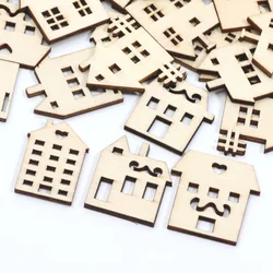 20 pz casa mista abbellimenti Scrapbooking fette di legno fatte a mano per la decorazione domestica Puzzle fai da te forniture artigianali