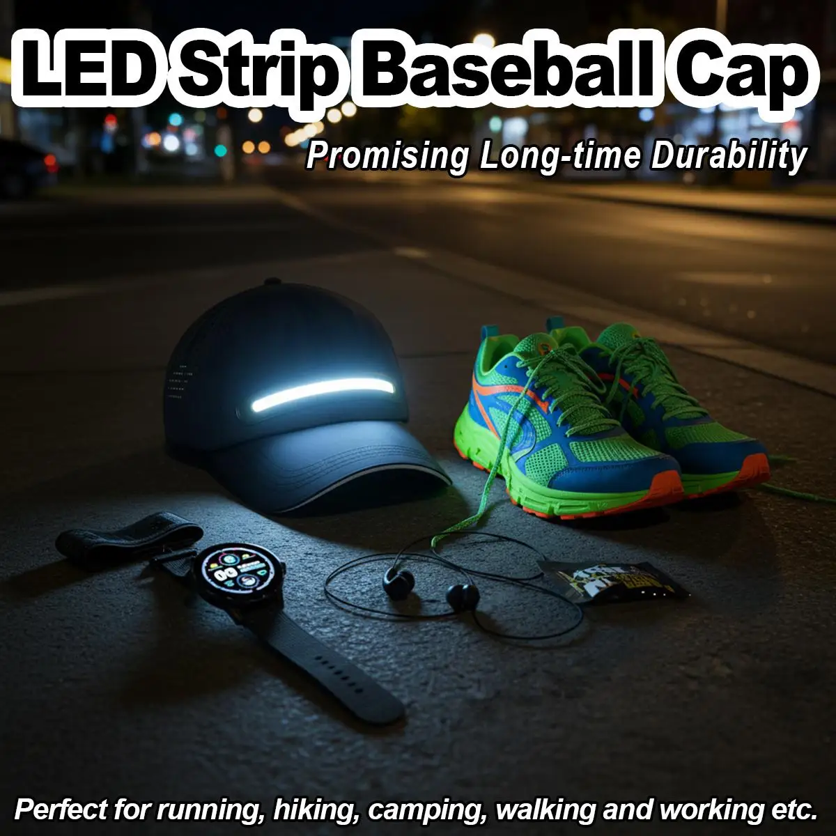 LED Strip Baseball Cap USB Rechargeable Safety Headwear Handsfree Headlamp Outdoor Camping Tools Visor Front Light Men Headwear