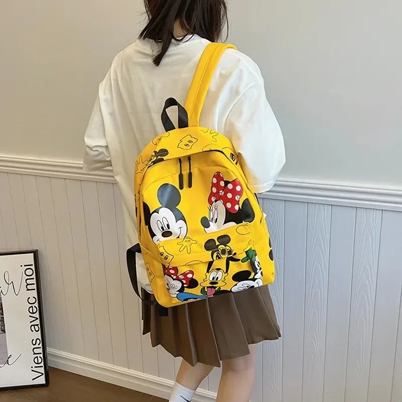 New Disney Mickey PU Leather Backpack Classic Cartoon Laptop Bag Minnie Mouse Large Capacity School Bag Women Fashion Tote Bag