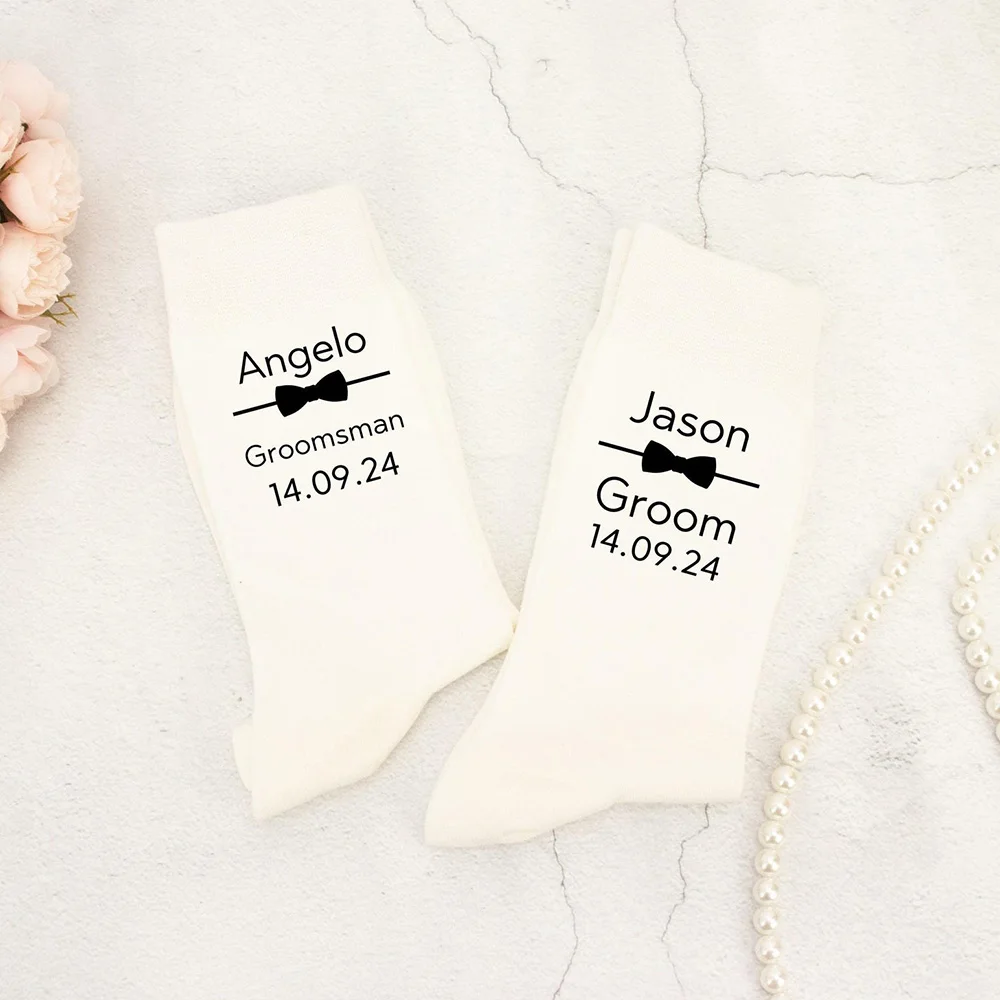 Personalised Groom/Best Man Gift Wedding Party Groomsmen Socks Father Of The Bride Proposal Gift White/Black/Gray Socks