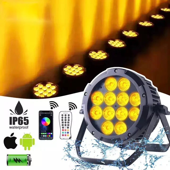 4pcs/lot 12x18W IP65 RGBWA+UV Wireless Remote Control Battery Powered Led Uplights For Wedding Stage