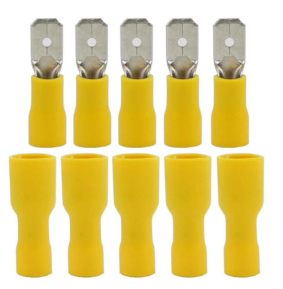 

FDFD5-250 FDFD5.5-250 Female Insulated Electrical Crimp Terminal Connectors Cable Wire Connector 100PCS/Pack AWG 12-10 FDFD