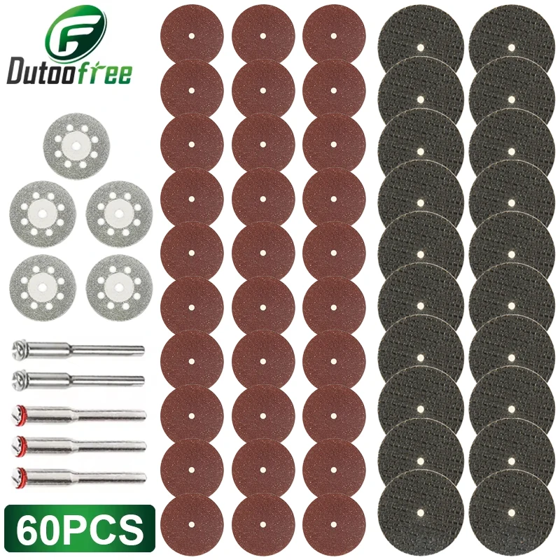 

60PCS/Set Diamond Cutting Blades Sanding Wheel Woodworking Circular Saw Blades Metal Dremel Mini Drill Rotary Tool Accessories