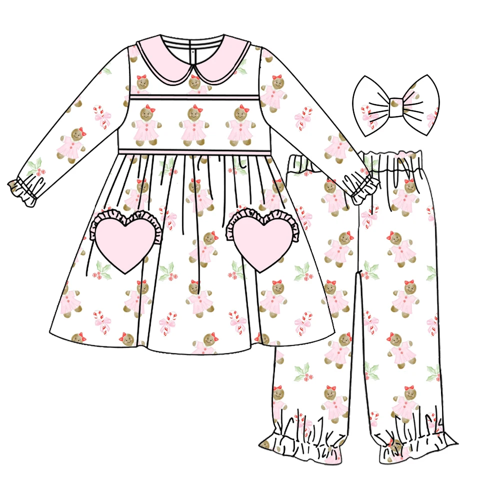 Thanksgiving Turkey and Pumpkin Blue Stripe Print Boys and Girls Long Sleeve Pants Boutique Set and Romper view 3
